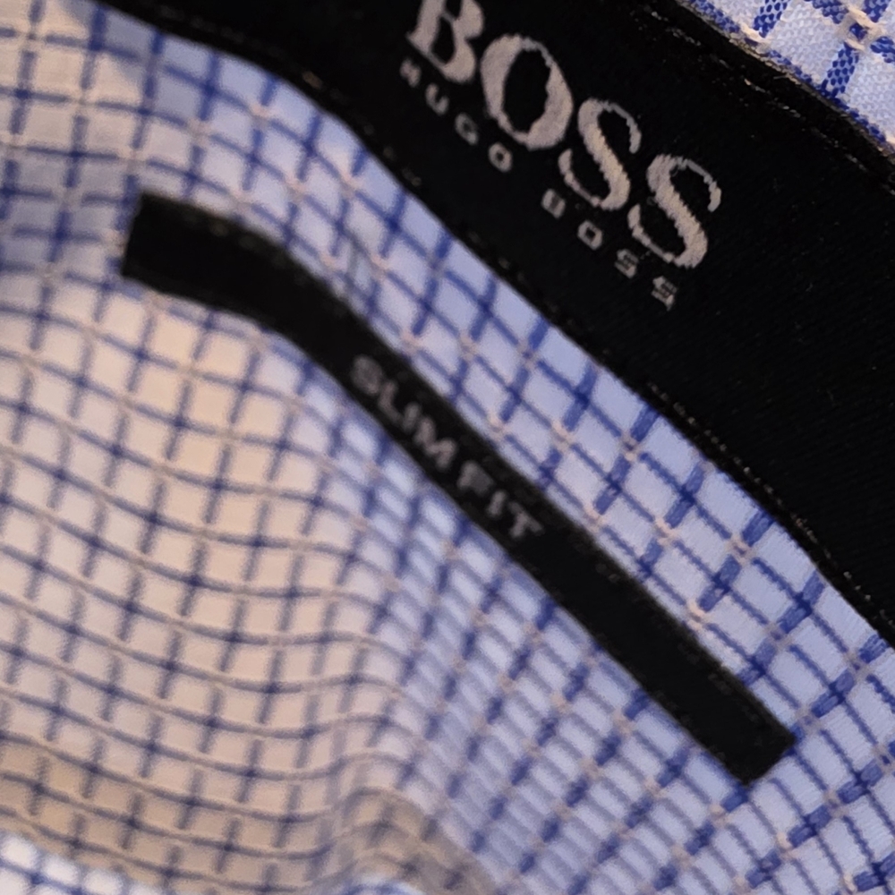 BOSS Hugo Boss Slim Fit Blue Check Dress Shirt